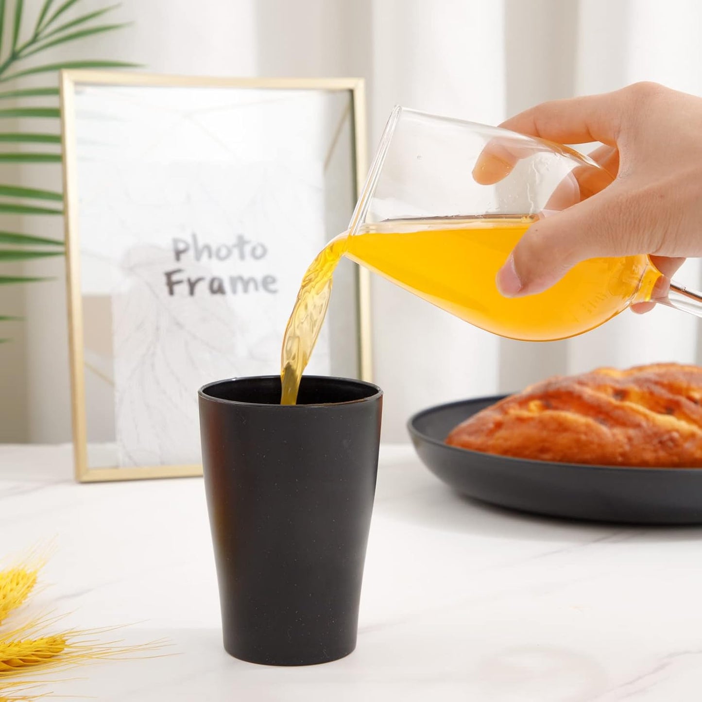 Supernal Wheat Straw Dinnerware Sets,Plates and Bowls Set, Dish Sets for 8, Unbreakable Plate for 8 Dishwasher Safe,Reusable Dinnerware Black-16pcs Plates, 8pcs Bowls, 8pcs Cups.