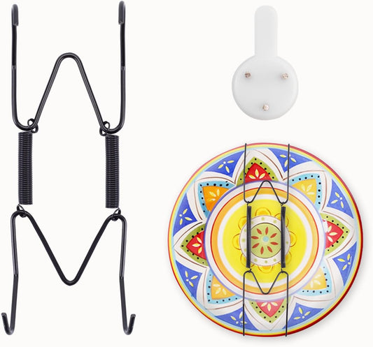 Plate Hangers for The Wall Suitable for 4-5 inch Small Decorative Plate, Invisible Stainless Steel Plate Hangers for Display with Wall Hooks, for Plates/Platter/Dish/Picture(Black)