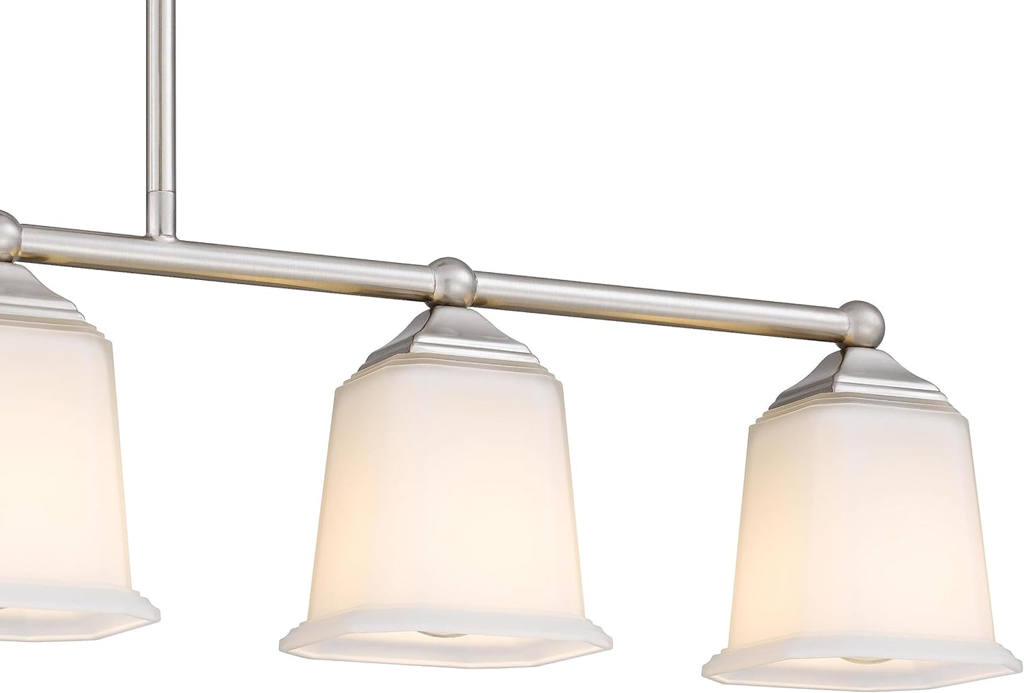 Nox Vintage 5-Light Chandelier Island Pendant Light with Brushed Nickel White Glass for Dining Room, Kitchen Island, Industrial, Vintage Decor