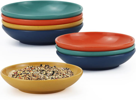 Homienly Plastic Dipping Plates Set of 8-4 inch Wheat Straw Plates Soy Sauce Dish & Bowl, Small Dipping Sauce Bowls, Mini Appetizer Plates for Side Dishes, Condiment,BBQ and Party Dinner - MultiColor