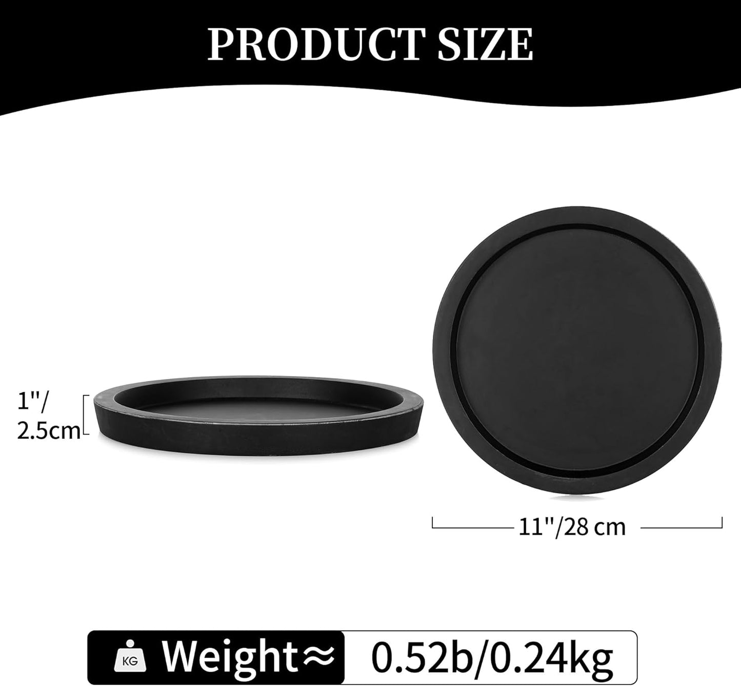 Hanobe Black Round Decorative Coffee Tray Wooden Trays for Coffee Table Centerpieces Dining Room Circle Wood Ottoman Serving Tray for Bathroom Kitchen Counter Candle Holder