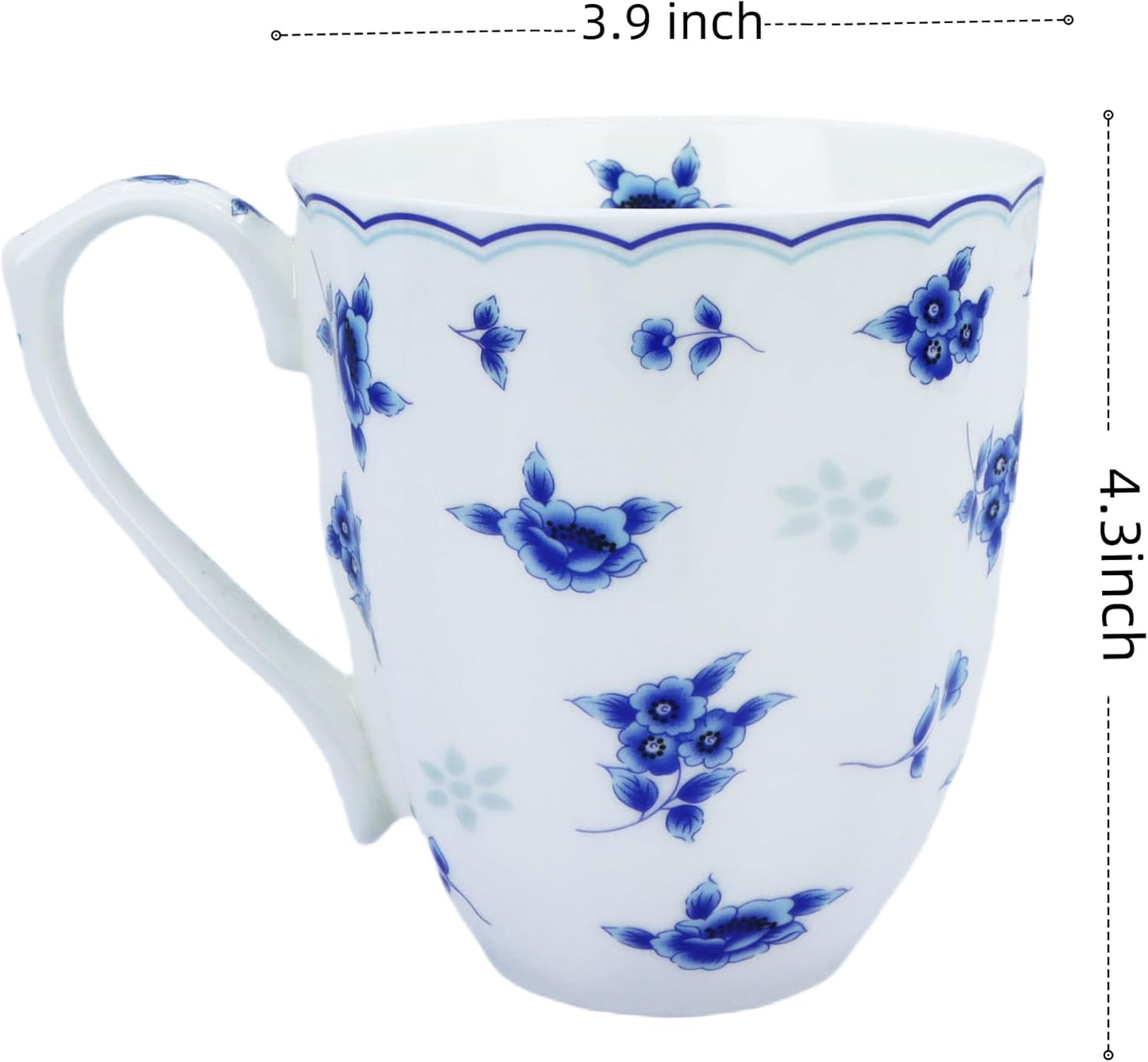 14oz Cute Coffee Mugs for Women Cute Mugs Bone China Floral Coffee Mug Teacups for Mom Women Birthday Gifts Christmas Gifts