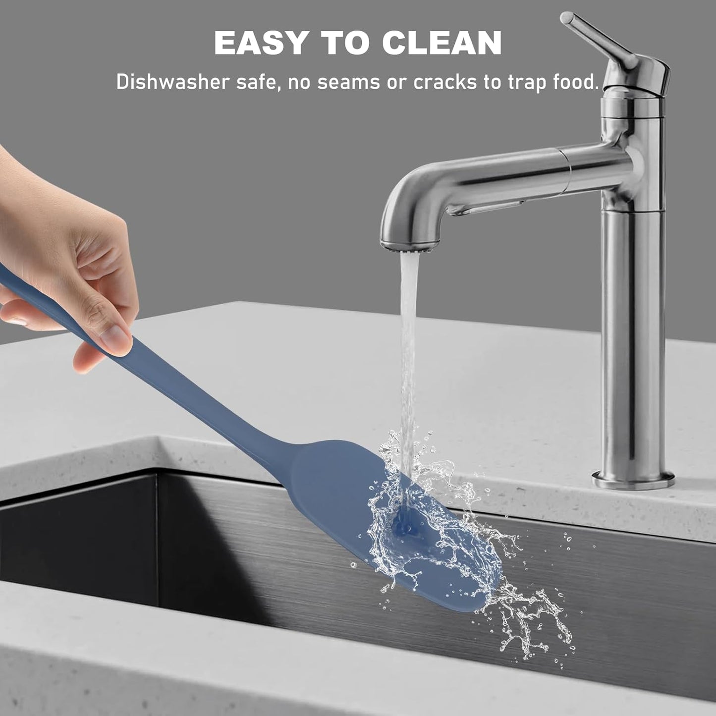 NileHome Silicone Spatula Set, 6 Packs Food Grade Kitchen Utensils with Silicone Brush Heat Resistant BPA-free Rubber Spatula for Scraping, Baking, Cooking, Mixing, Haze blue