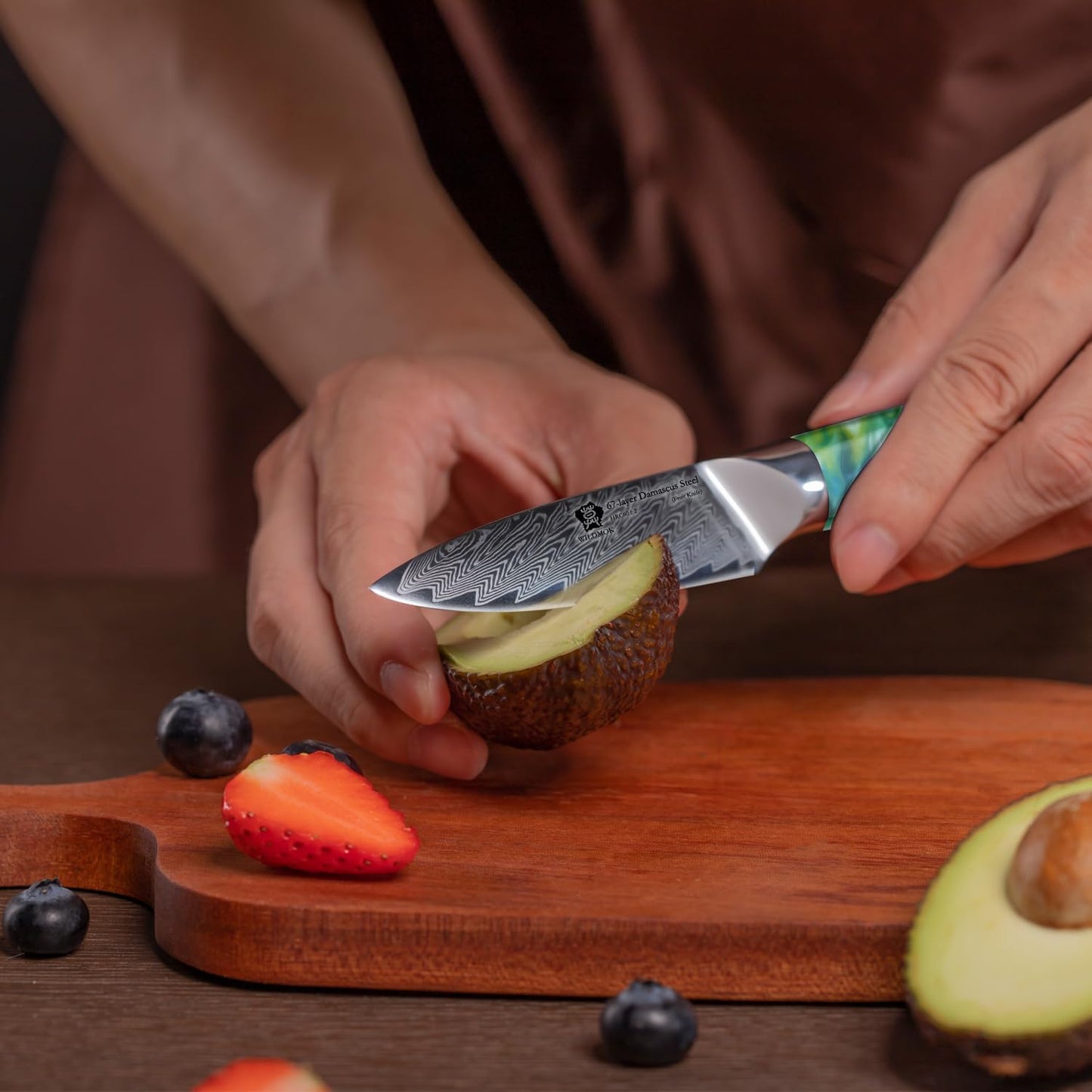 WILDMOK Paring Knife 3.5 Inch, 67 layers Damascus Steel VG 10 Blade Fruit Knife, Small Kitchen Knife, Perfect for Cutting Fruit Vegetables Petty Knife
