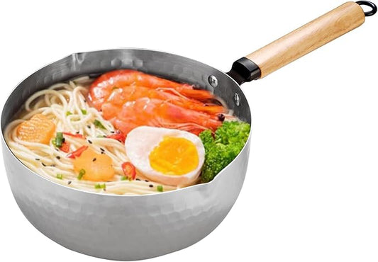 Yukihira Saucepan,Yukihira Pot, 4 Quart Stainless Steel Saucepan Pan Japanese Milk Pot with Wood Handle