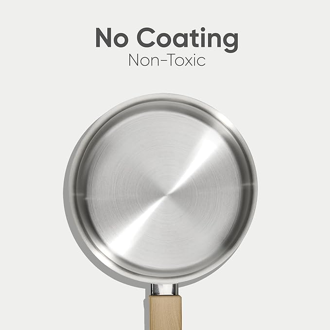 CAROTE 3.5Qt Stainless Steel Sauce Pan Set with Lid, 3-ply Base, Non-Toxic PTFE & PFOA Free Saucepan, Induction Cookware Set, Small Kitchen Pots, Stay-Cool Handles