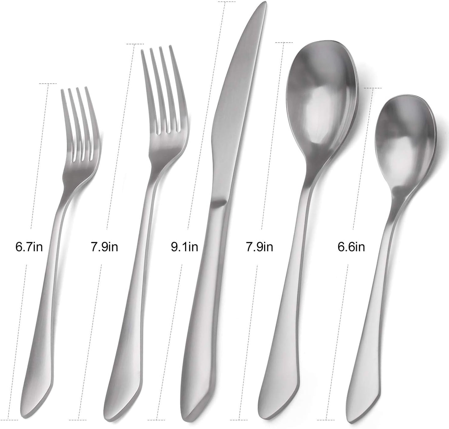 Matte Silverware Set, 20-Piece Stainless Steel Flatware Set Service for 4, Satin Finish Tableware Cutlery Set for Home and Restaurant, Dishwasher Safe