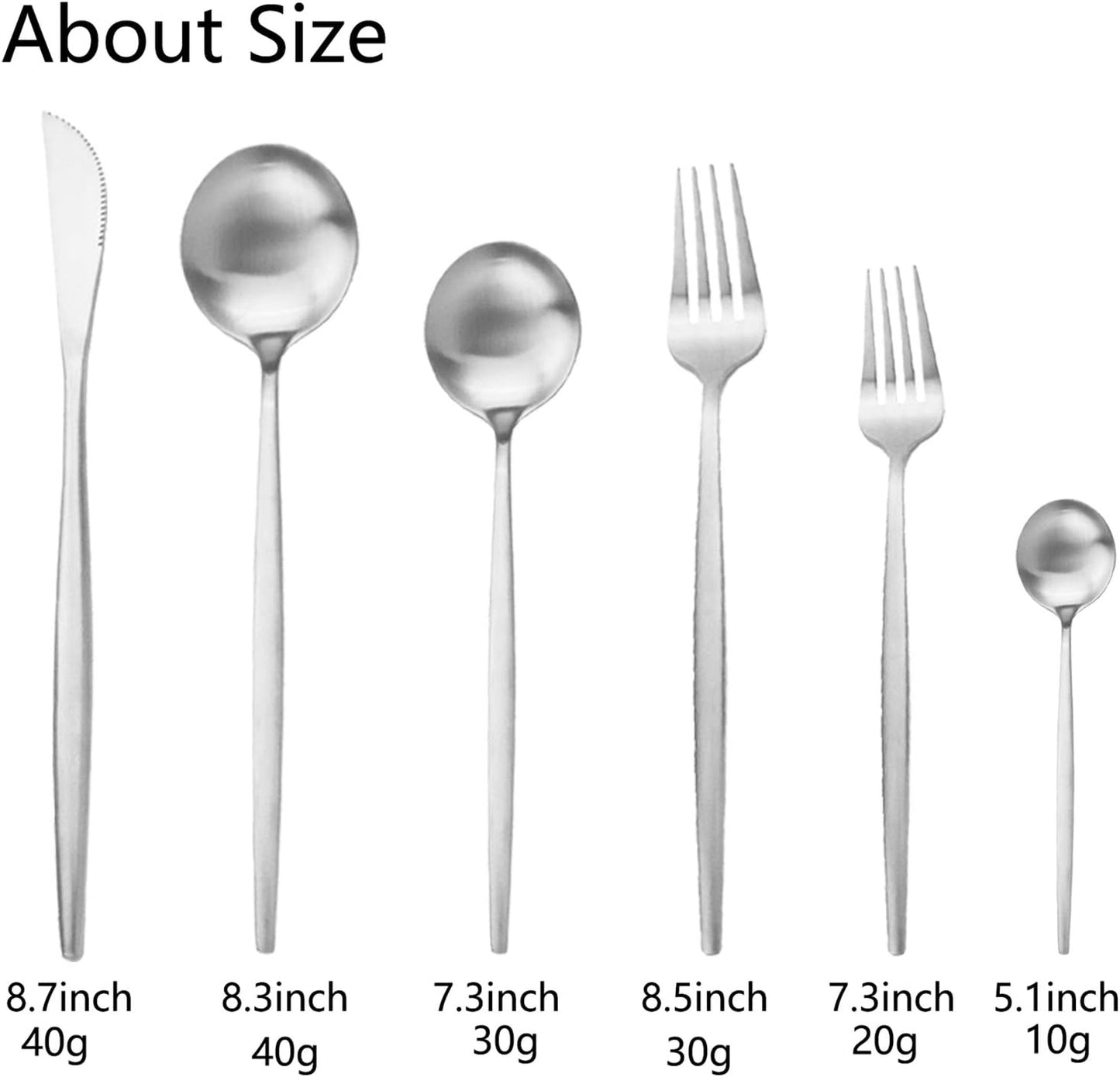 JASHII Silverware Set, 36 Piece Food Grade Stainless Steel Flatware Set Fork Spoon Knife Utensils for Daily Use and Party, Service for 6 Anti Rust, Safe in Dishwasher (Matte Silver)