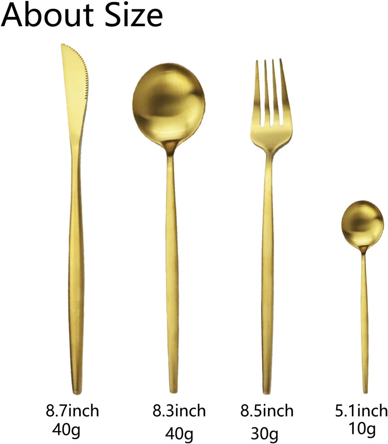 JASHII Silverware Set, 24-Piece Stainless Steel Flatware Set,Kitchen Utensil Set Service for 6,Tableware Cutlery Set for Home, Dishwasher Safe (Matte Gold)