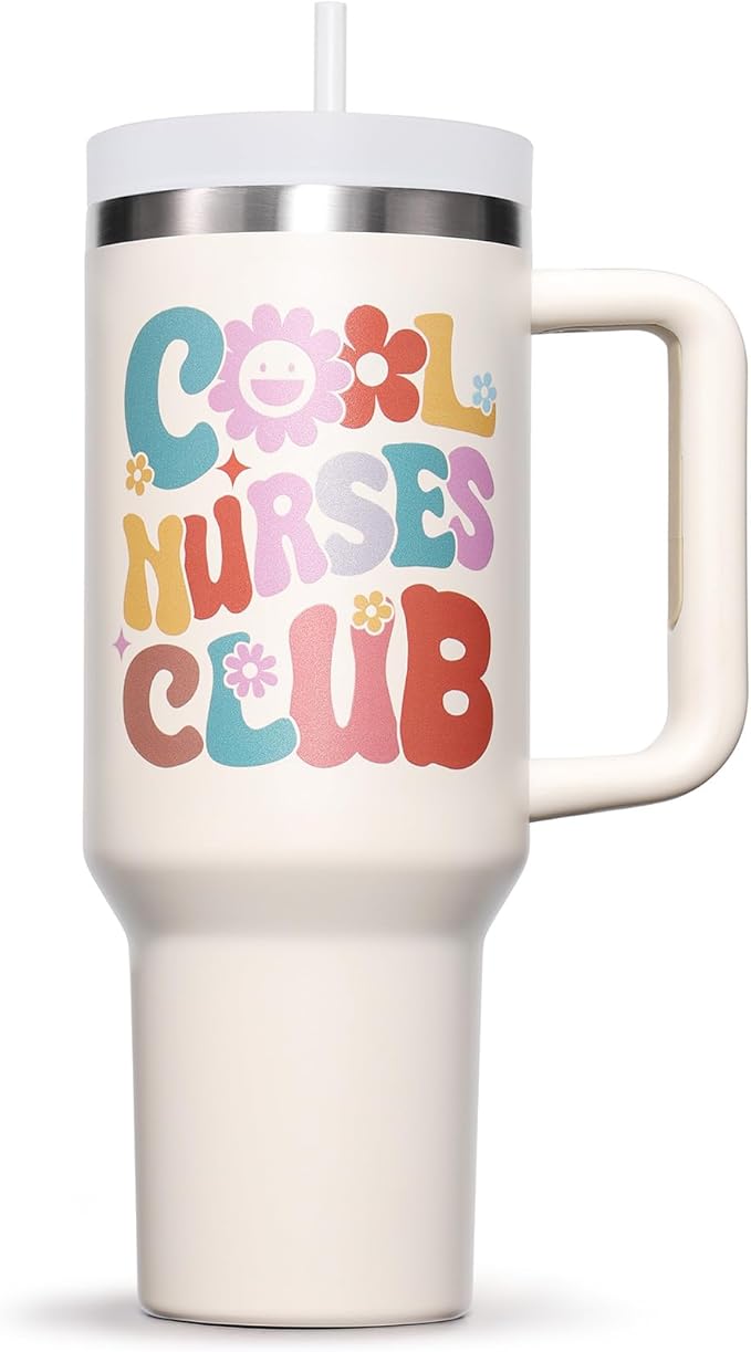 Nurse Gifts for Women, Christmas RN Gifts for Nurse Female Practitioner Doctor Assistant School, 40 OZ Tumbler Cool Nurses Club Insulated Cup Graduation Retirement Appreciation Xmas Birthday Gift