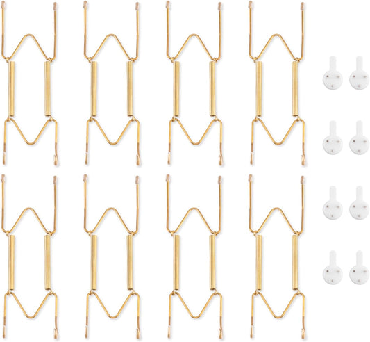Bilillo 8 Pack Plate Hangers for The Wall, Suitable for 6-8 inch Art Plate, Stainless Steel Invisible Heavy Duty Wire Plate Holder with Wall Hooks, Plate Hangers for Displaying Plates, Platter, Dish