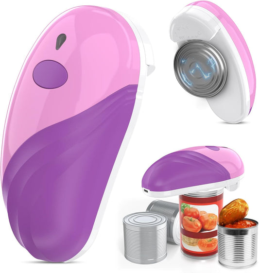 HuiJuKeJi Electric Can Opener, Rechargeable Automatic Can Opener for Seniors with Arthritis, One-Touch Hands-Free Can Opener for Almost Can Sizes, Smooth Edge & Food-Safe Kitchen Gadgets-Purple