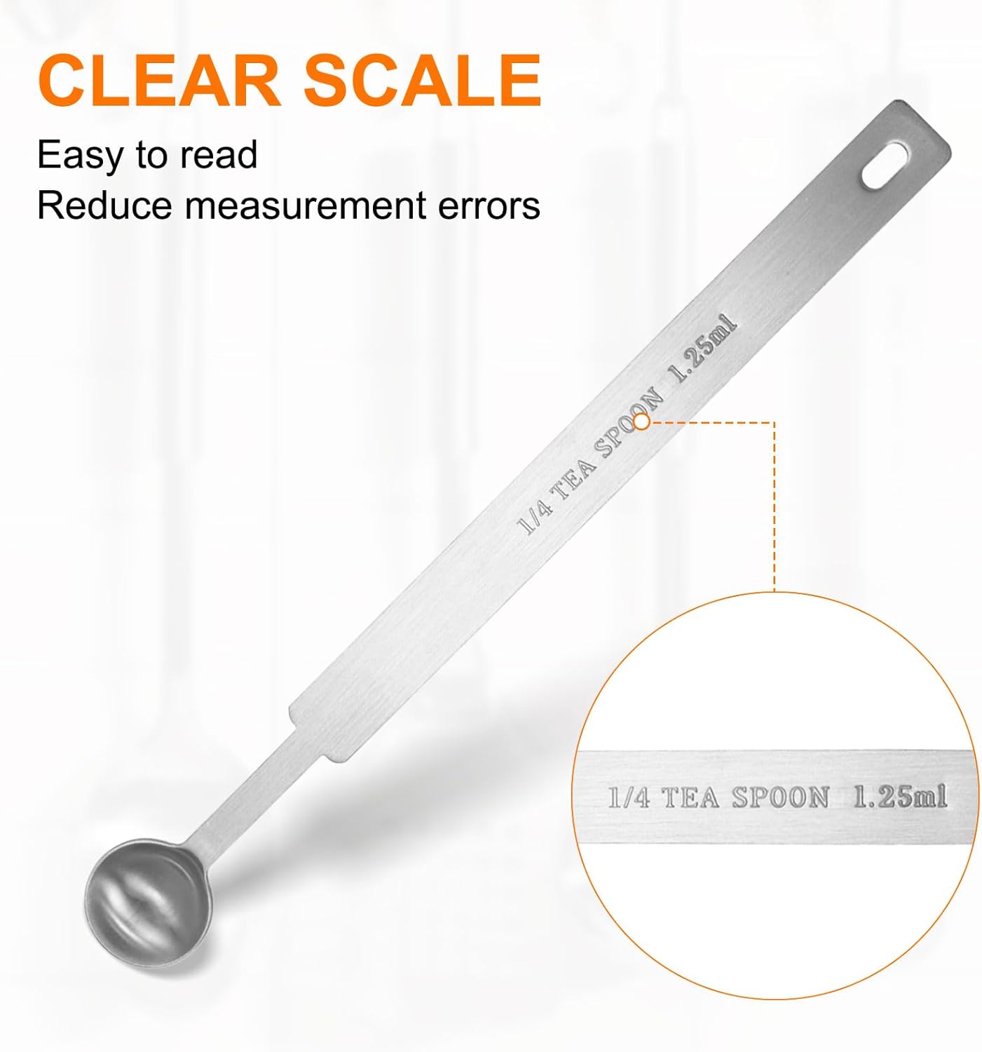 HARFINGTON 3pcs Single Measuring Spoon 1/4tsp (1.25ml) Teaspoon/Tablespoon 430 Stainless Steel Single Tiny Square Bowl Measuring Spoon Long Handle Measure Scoop