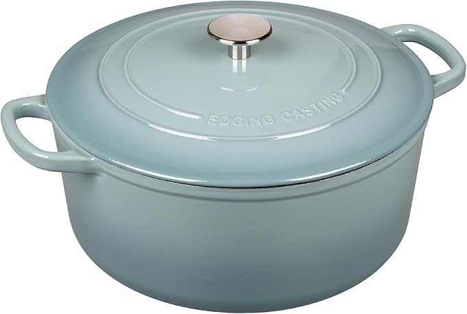 Enameled Dutch Ovens Cast Iron Dutch Oven Pot with Lid for Bread Baking, Cook, Dual Handle, 5.5 Quart, Seasalt