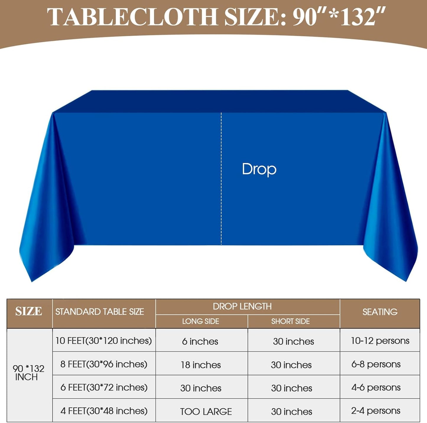 Rectangle Tablecloths 90x132 Inch 2 Pack Royal Blue Tablecloth Washable Decorative Linen Polyester Table Cloths for Dining Table Banquets Buffet Parties and Wedding