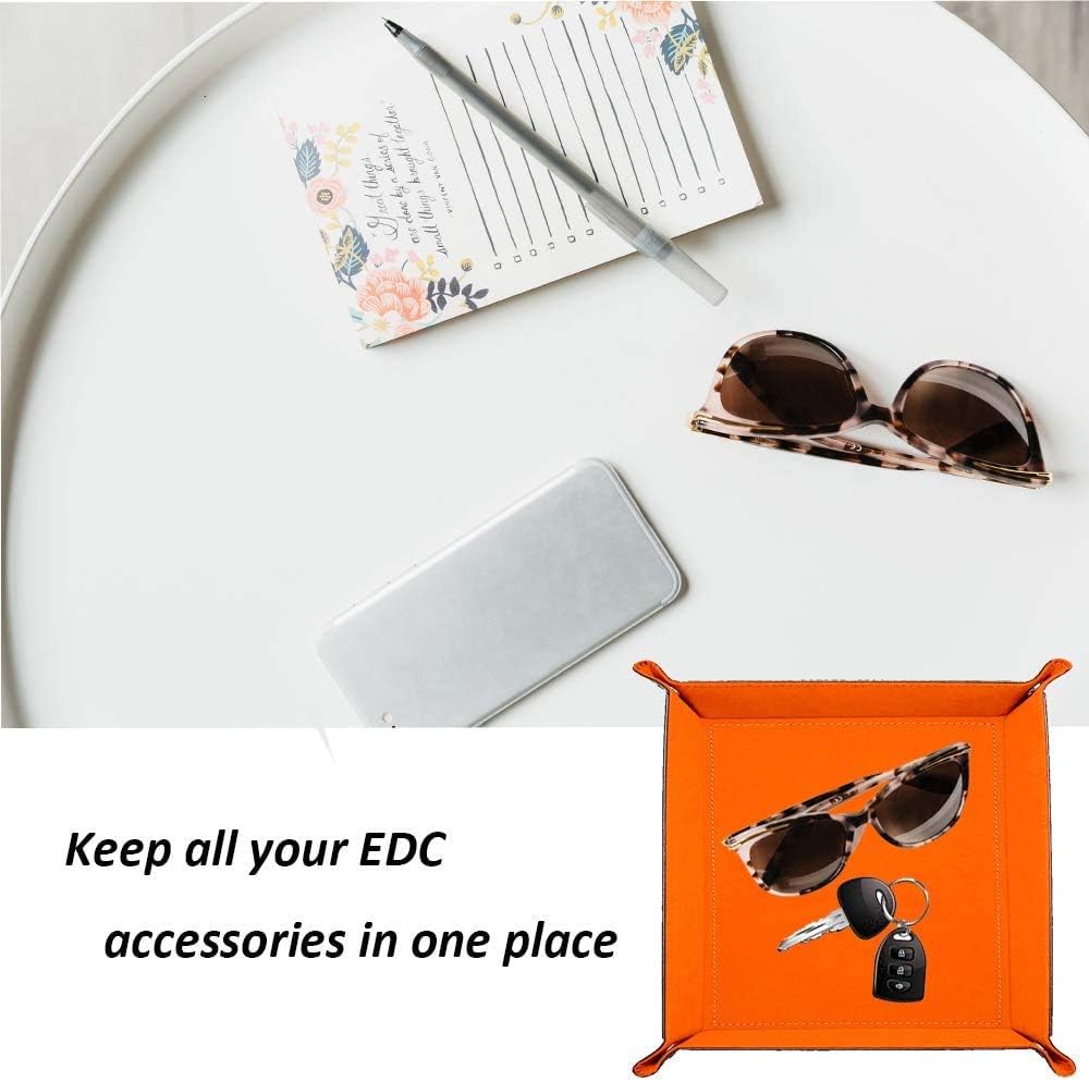 siduater Valet Tray Desktop Storage Organizer, Vegan Leather Catchall Bedside Vanity Tray Nightstand Caddy Holder for Remote Controller, Watch, Keys, Phone, Wallet, Sunglasses, Jewelry - Flag