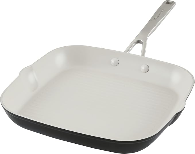 KitchenAid Hard Anodized Ceramic Nonstick Grill Pan/Griddle, Square, 11.25 Inch - Matte Black