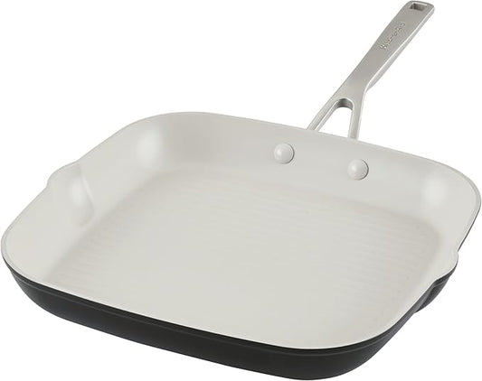 KitchenAid Hard Anodized Ceramic Nonstick Grill Pan/Griddle, Square, 11.25 Inch - Matte Black