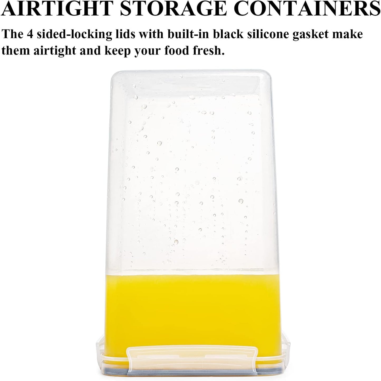 Wildone Extra Large Tall Airtight Food Storage Containers 6.5L/ 5.9QT, Plastic BPA Free Kitchen Pantry Storage Containers 4 Pieces for Flour, Sugar, Rice, with 20 Labels & 1 Marker, Gray