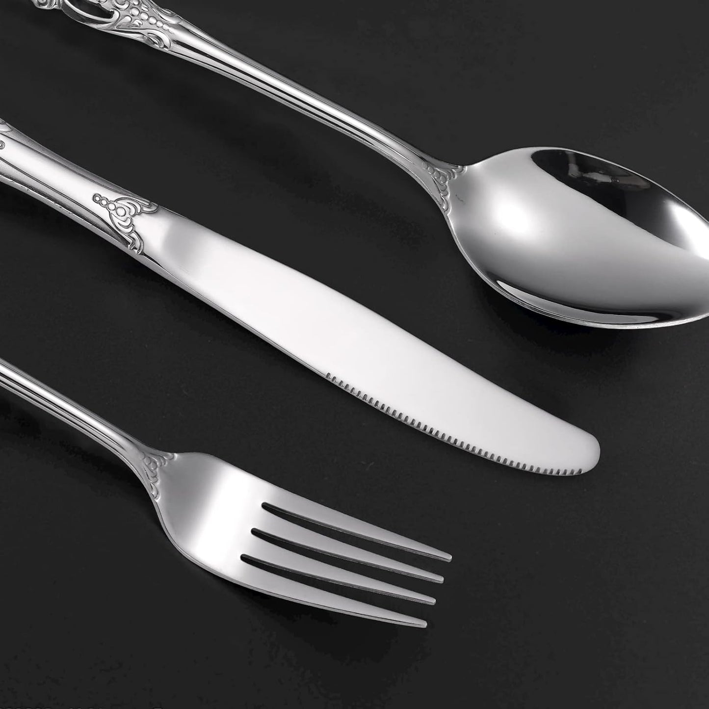 Retro Royal Silverware Silver Flatware Set for 4 Stainless Stainless Forks Spoons Knives 20 Pieces Retro Kitchen Utensils Restaurant Home and Festival Parties Durable