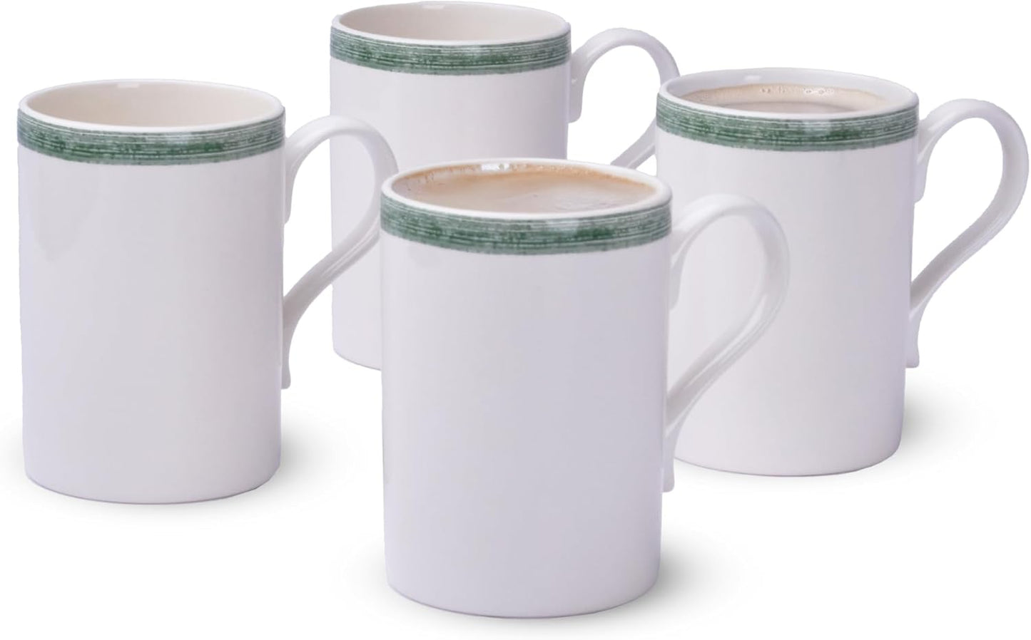 Portmeirion Potter's 9oz Brushstroke Breakfast Mug (Set of 4) - Elegant Earthenware Tea Mugs with Handle, Microwave, Dishwasher & Freezer Safe - Ideal Gift for Coffee Lovers (Brushstroke Green)