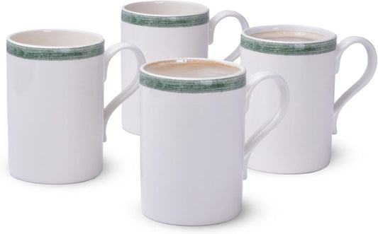 Portmeirion Potter's 9oz Brushstroke Breakfast Mug (Set of 4) - Elegant Earthenware Tea Mugs with Handle, Microwave, Dishwasher & Freezer Safe - Ideal Gift for Coffee Lovers (Brushstroke Green)