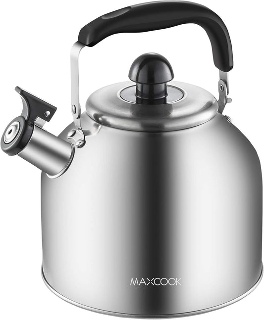 4.2 Quart/4L Stainless Steel Whistling Tea Kettle,Brushed Satin, Suitable to Boiling Water & Tea on Induction Stove, Gas Stove Top