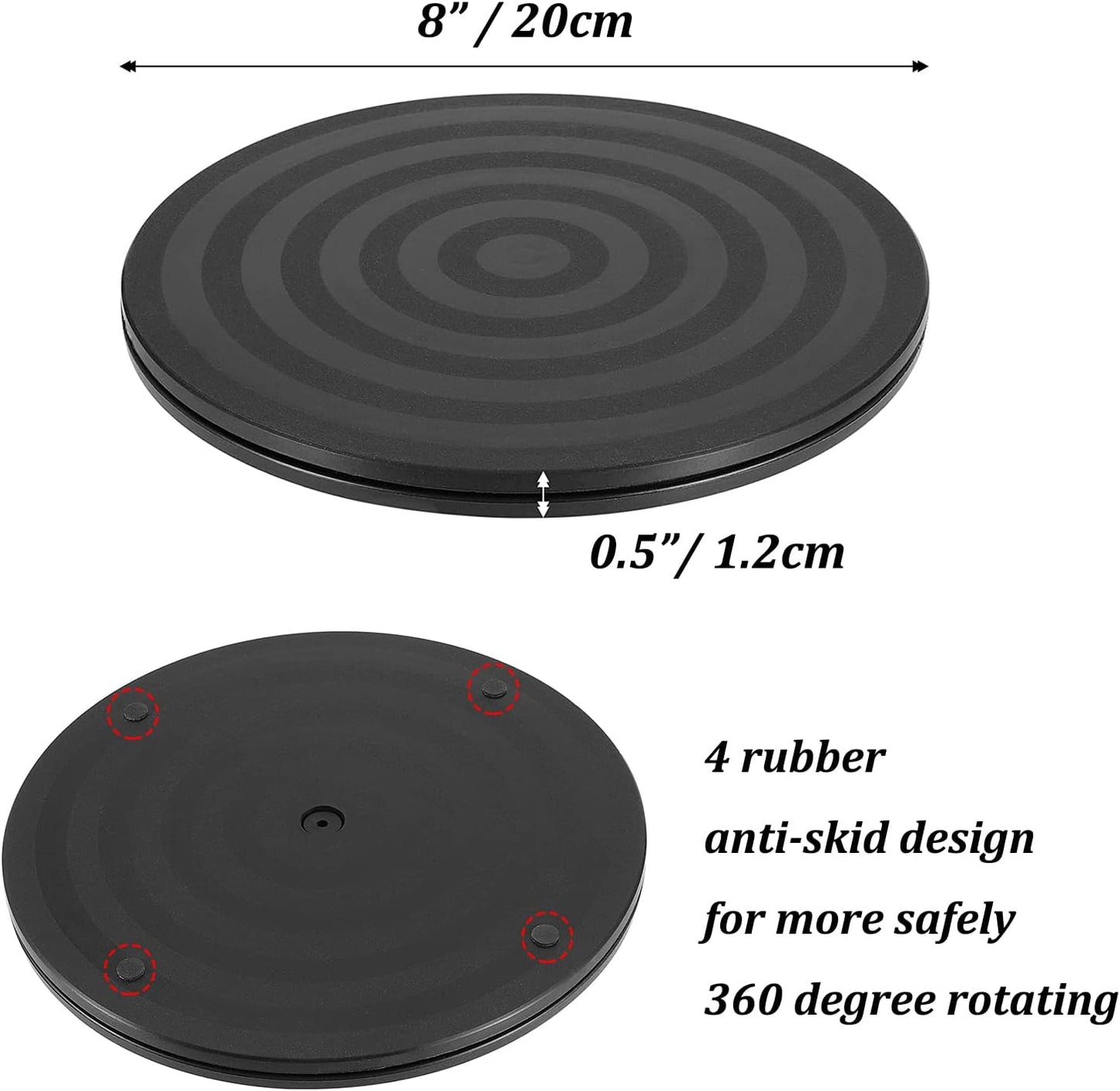 Turntable Rustic Wooden Serving Tray: Hanobe Round Wood Decorative Vintage Centerpiece Candle Holder Trays Farmhouse Ottoman Tray with Turn Table for Kitchen Countertop Coffee Table