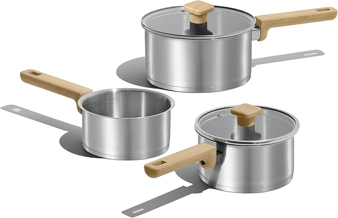 CAROTE 1QT&1.5QT & 3.5QT Sainless Steel Saucepan with Lids and 1QT Saucepan without Lid Pot Set,3-ply Base, Non-Toxic, Induction Cookware Set, Small Kitchen Pots, Tempered Glass Lids