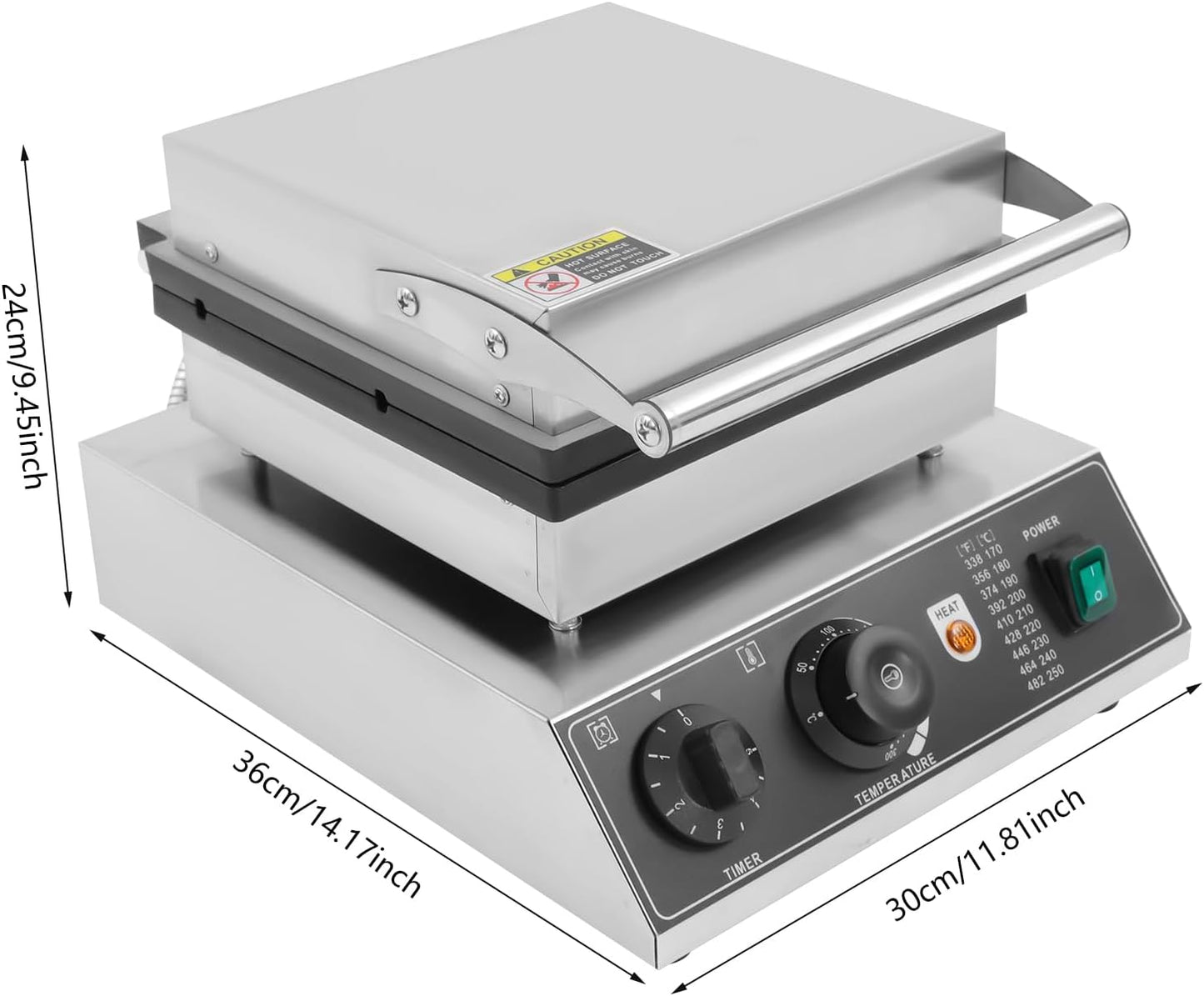 1700W Commercial Waffle Maker, 4 Grids Electric Wheat-stalk Waffle Maker Non-Stick Stainless Steel Belgian Waffle Iron w/Time & Temper Adjustable| Whisk|Food Clip, Large Waffle Machine for Restaurant