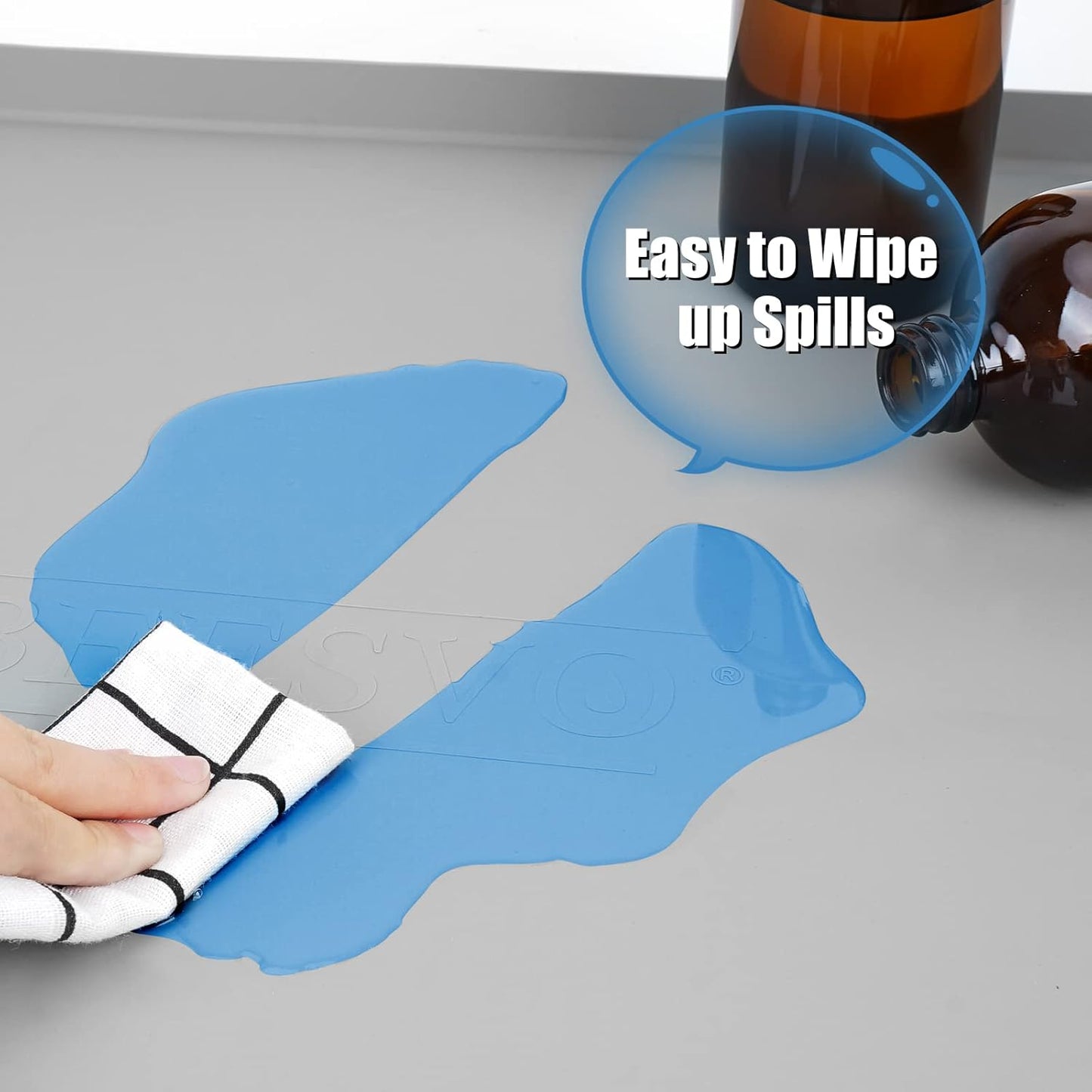 Under Sink Mat for Kitchen Waterproof, 28" x 19" Silicone Under Sink Liner Kitchen & Bathroom Cabinet Protector Mats, Heavy Duty Flexible Under Sink Drip Tray with Lip, Cool Grey