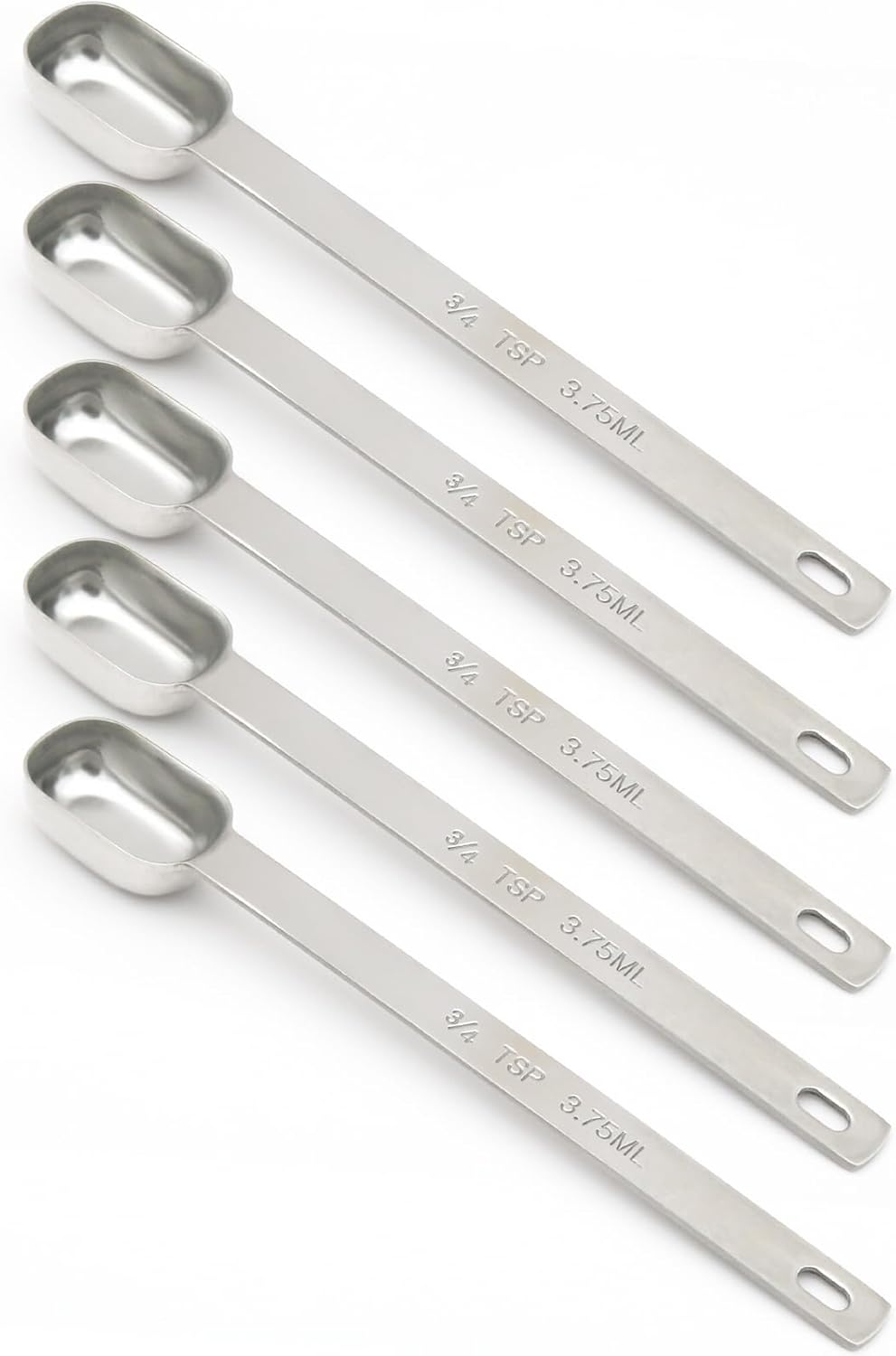 5PCS 3/4tsp (1/4tbsp, 3.75ml) Single Measuring Spoon, Stainless Steel Long Handle Individual Teaspoons Only