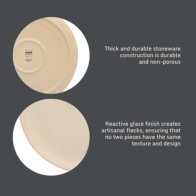 Gibson Elite Pasco 12 Piece (Service for 4) Plates and Bowls Reactive Glaze Dishes Stoneware Ceramic Dinnerware Set - Taupe