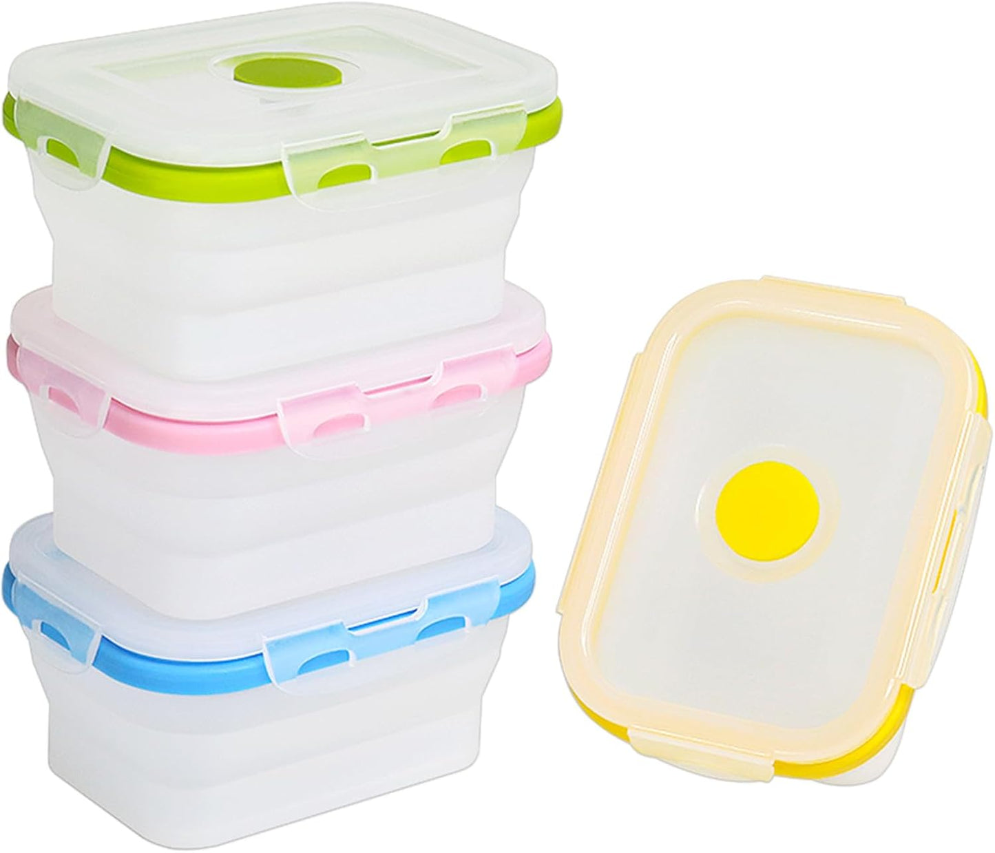 Collapsible Small Silicone Food Storage Container(12 Oz) 4 Pack, Silicone Storage Containers for Snack, Fruit, Stackable, Space Saving