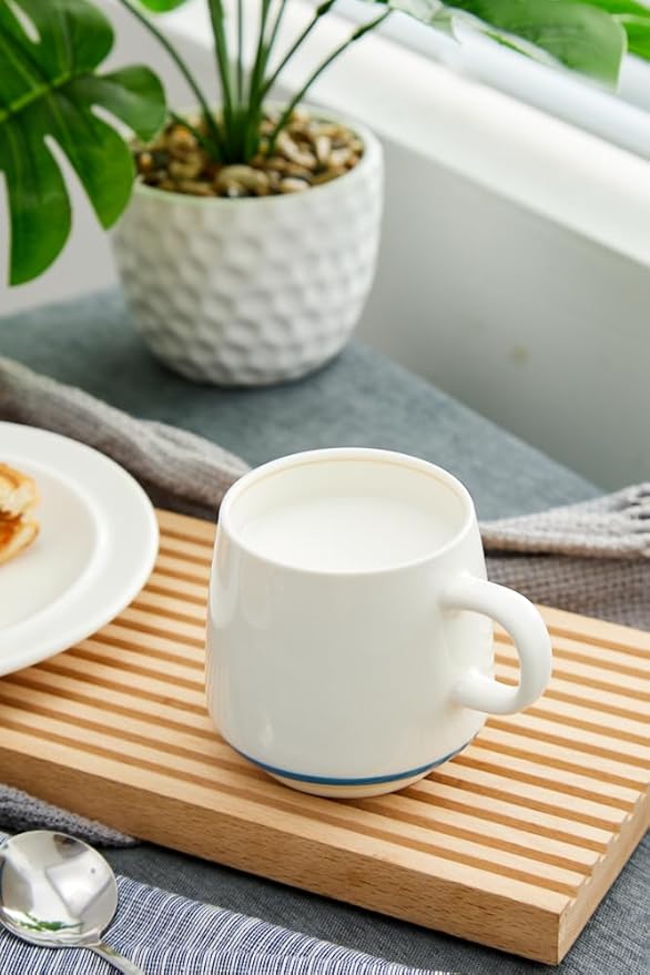 11 Ounce Porcelain Coffee Mugs Set of 6 with Handle Perfect for Coffee, Tea, Milk, Chocolate and Latte, Ceramic Coffee Cups Set for Man and Woman (Cozy Blue)