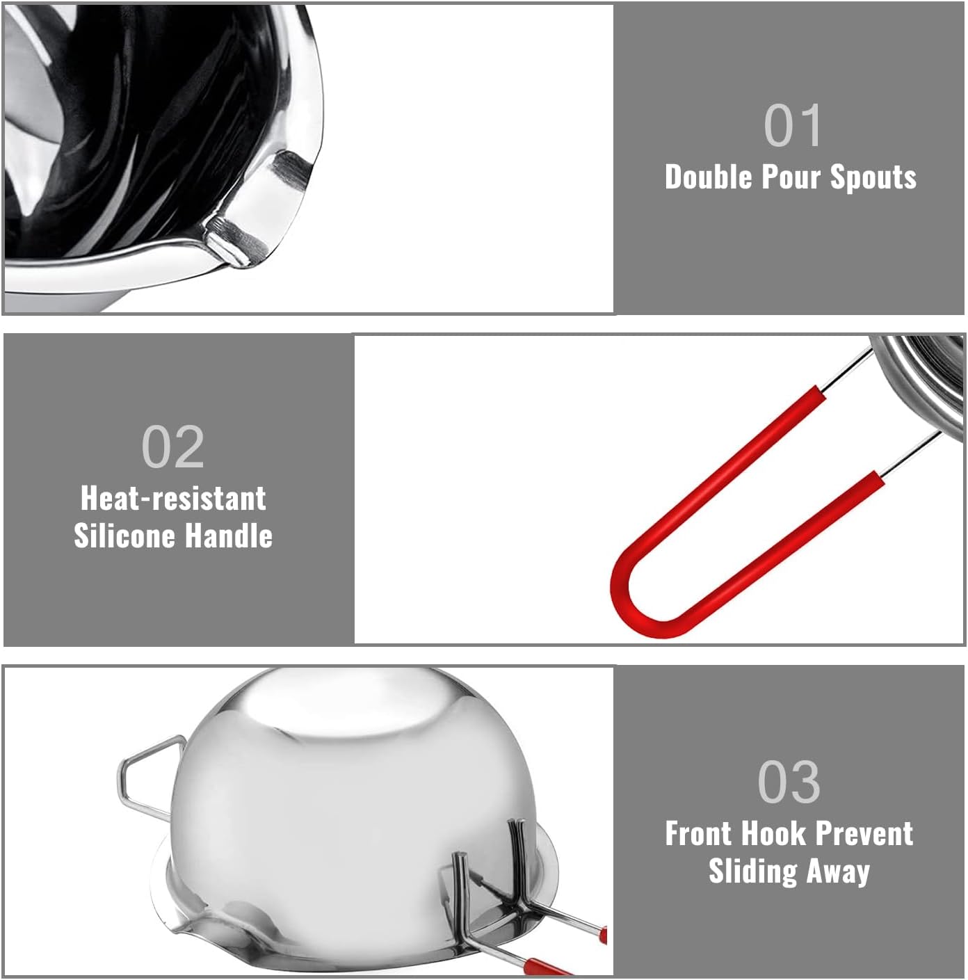 Double Boiler Pot, Stainless Steel Chocolate Melting Pot with 1000W Electric Hot Plate, Multi-Functions Portable Burners for Cooking Candy Wax Soap Candy Butter Cheese and Candle Making