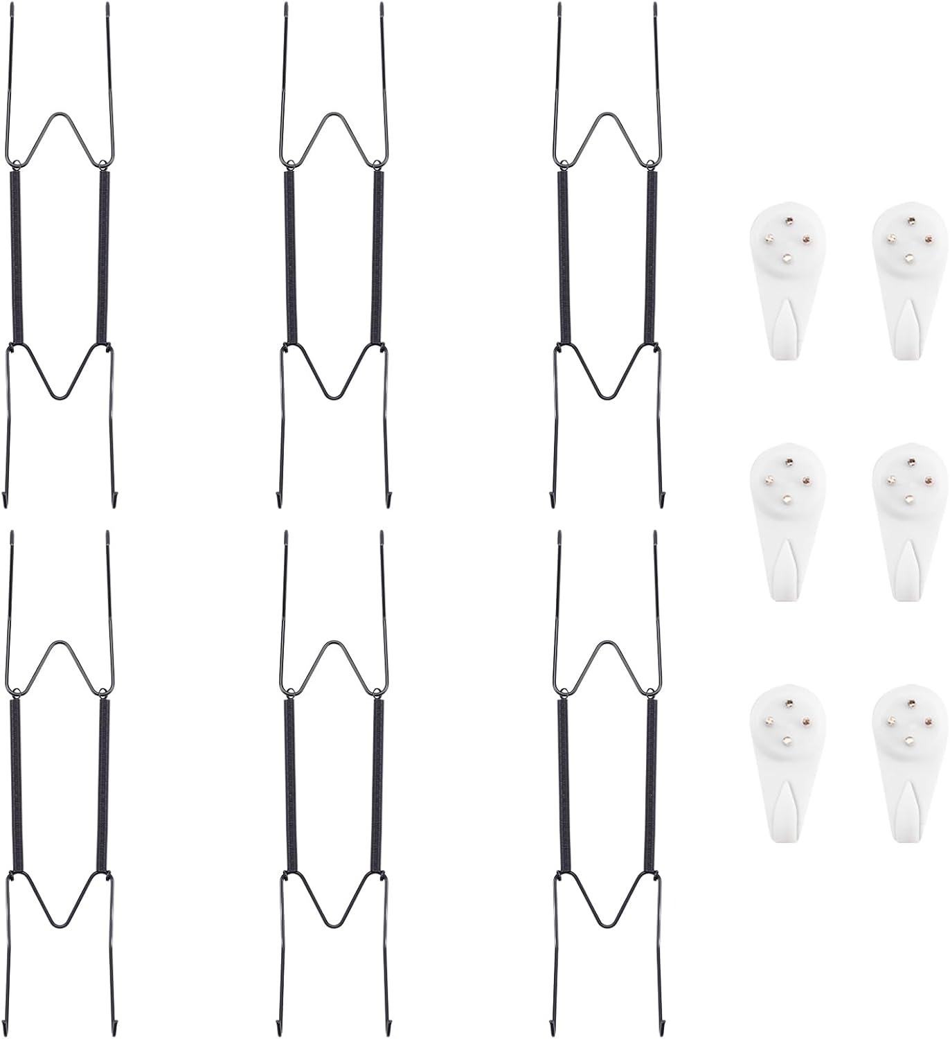 Bilillo 6 Pack Plate Hangers for The Wall, Suitable for 9''-11'' Decorative Plate,Invisible Heavy Duty Wire Plate Holder with Wall Hooks, Plate Hangers for Displaying Plates, Platter, Dish (Black)