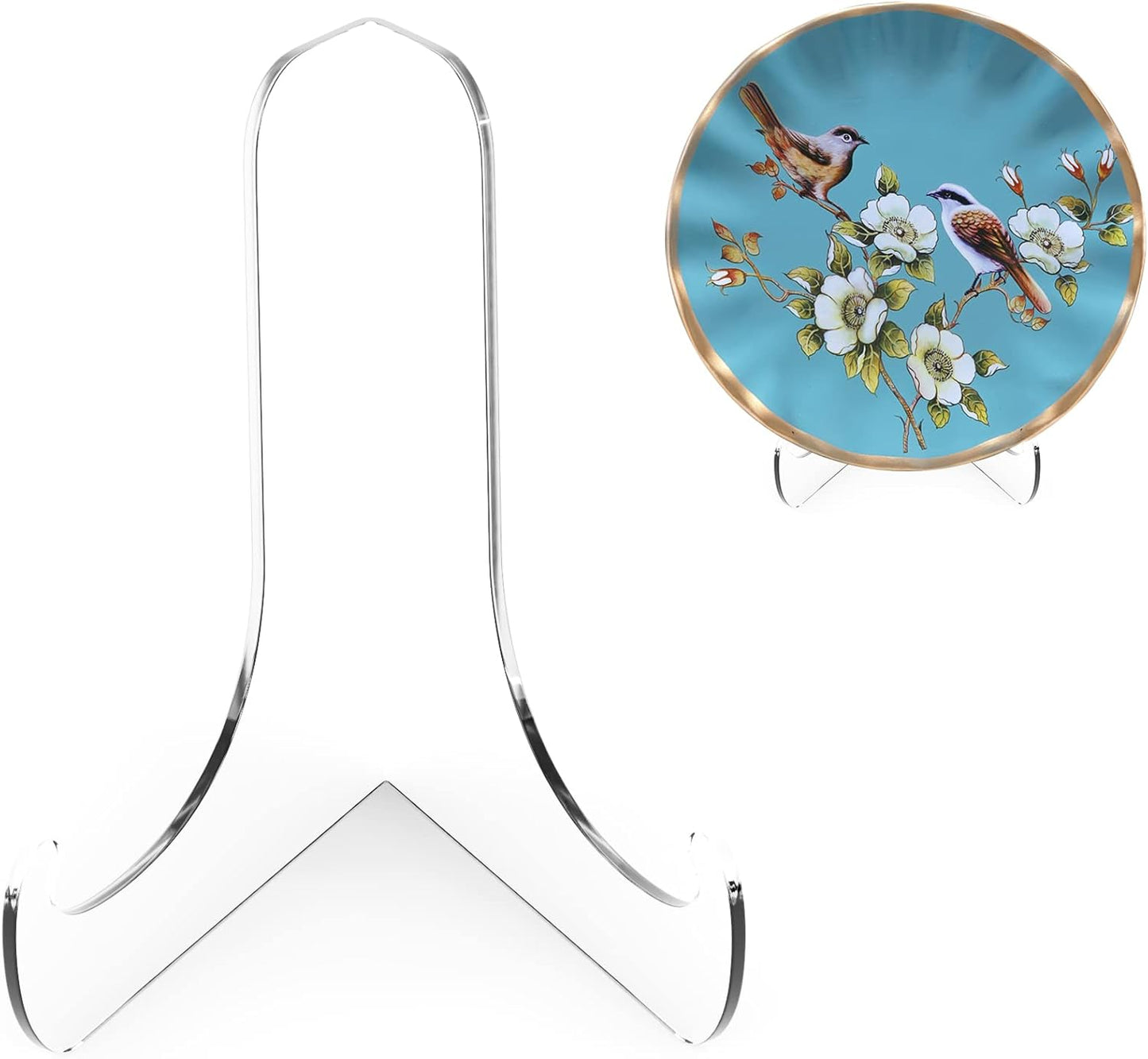 Boloyo 60-Degree Angle Acrylic Plate Display Stand , 4.5 Inch 5PC Clear Acrylic Display Holder Easel Base for Home Office Kitchen School Art Display