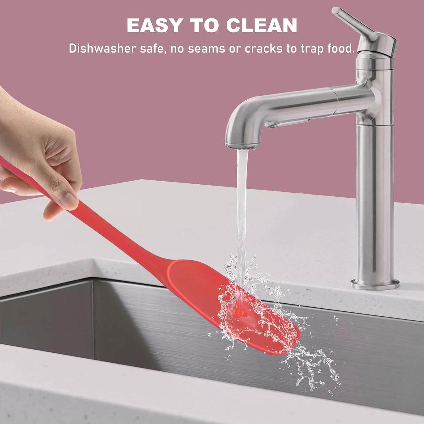 NileHome Silicone Spatula Set, Rubber Spatula High Heat-Resistant Premium BPA-Free One Piece Seamless Design Cooking Spatulas Utensils Set for Kitchen 4Pack(Red)