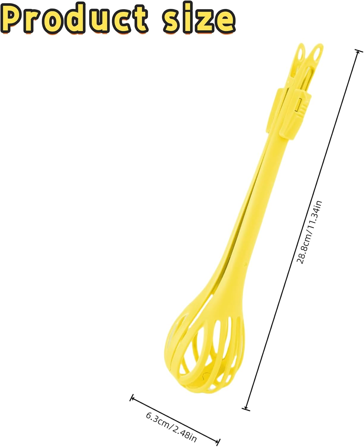 2-in-1 Egg Beater Whisk & Food Tongs, Multifunctional Kitchen Tool, Manual Egg Whisker for Cooking, Baking, Mixing Milk, Salad, Cream & Gripping Bread and Pasta(Yellow)