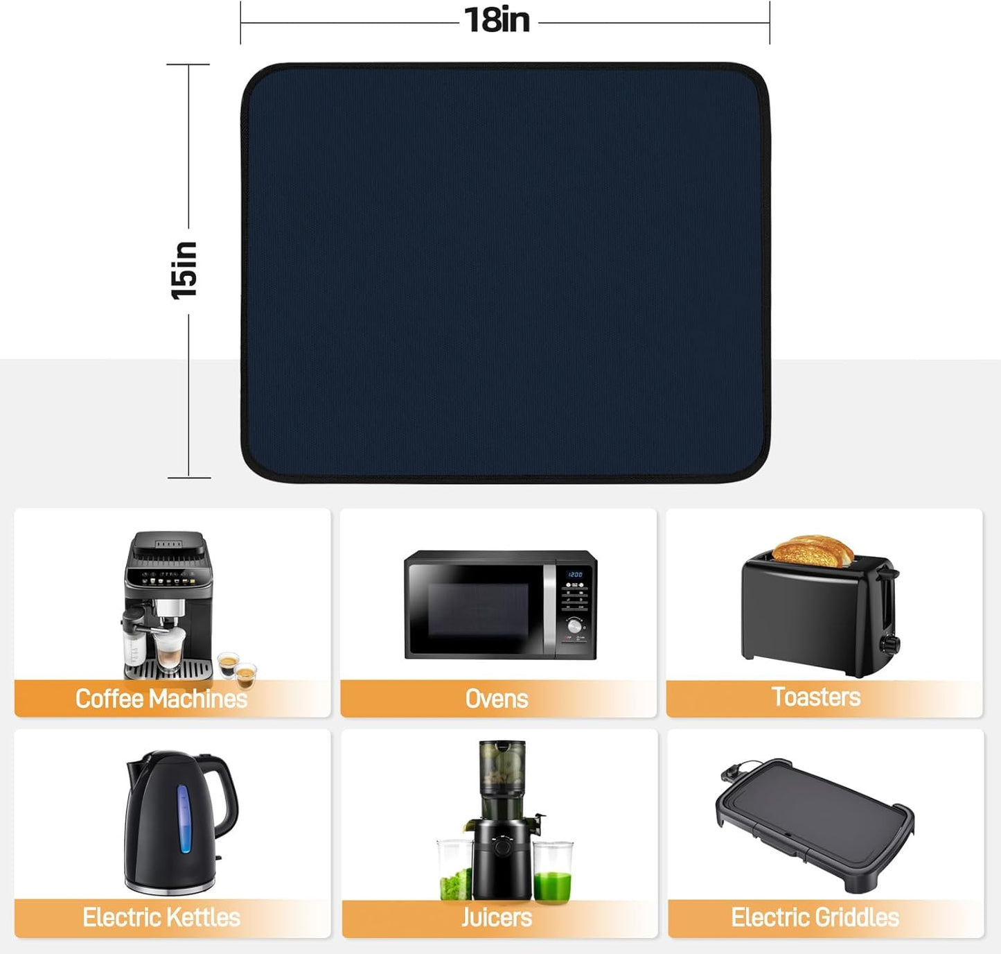 Heat Resistant Mats for Countertop - Fireproof 15x18 in Heat Resistant Mats for Air Fryer - Kitchen Countertop Protector for Air Fryer, Coffee Maker, Stand Mixer, Toaster, Oven 2PCS - Blue