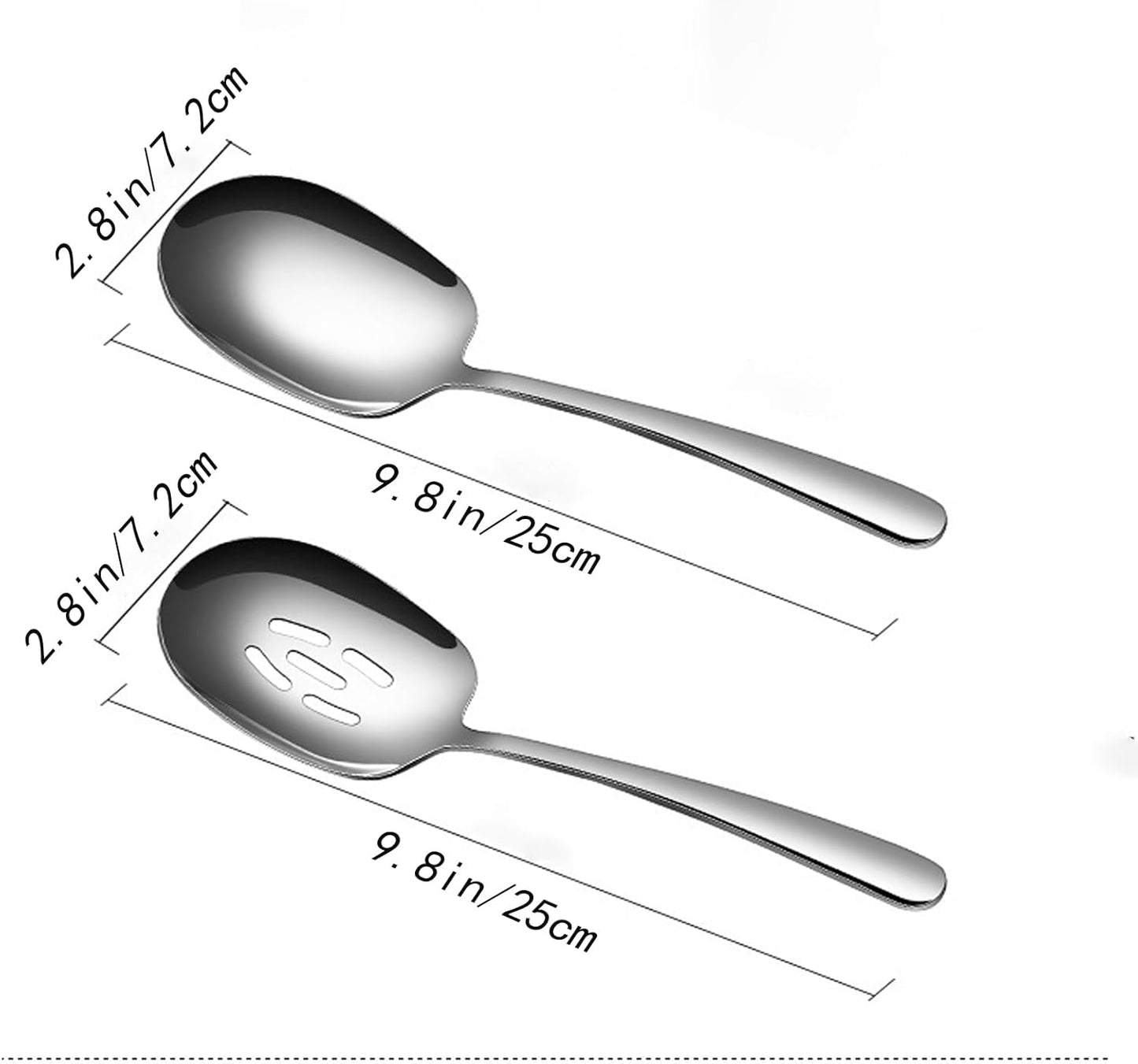 X-Large Serving Spoons Set, Stainless Steel Slotted Spoon and Serving Spoon,18/8 Stainless Steel Buffet Banquet Spoons, 9.8-Inch Dishwasher Safe