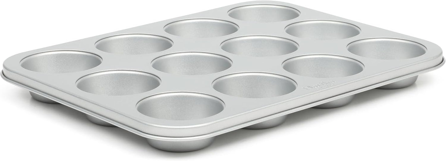Martha Stewart Gallen 12 Cup Nonstick Carbon Steel Muffin/Cupcake Pan - Silver