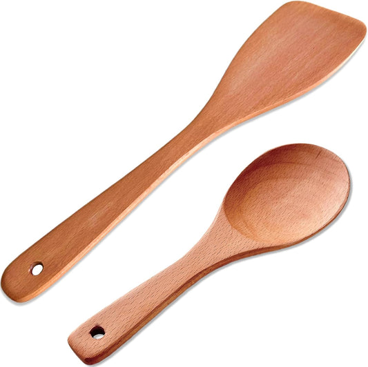 Wooden Rice Paddle, 12.8" Wooden Spoons for Cooking, Nonstick Rice Spatula for Sushi Rice Potato Stirring, Flipping, Serving, Scraping