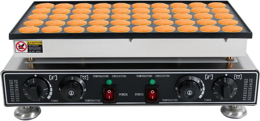50 Holes Nonstick Waffle Pancakes Making Machine, 110V Mini Pancake Maker, 1800W Commercial Mini Pancake Making Machine for Bakery Home Kitchen Restaurant,Temperature Range 50-300℃/122-572℉