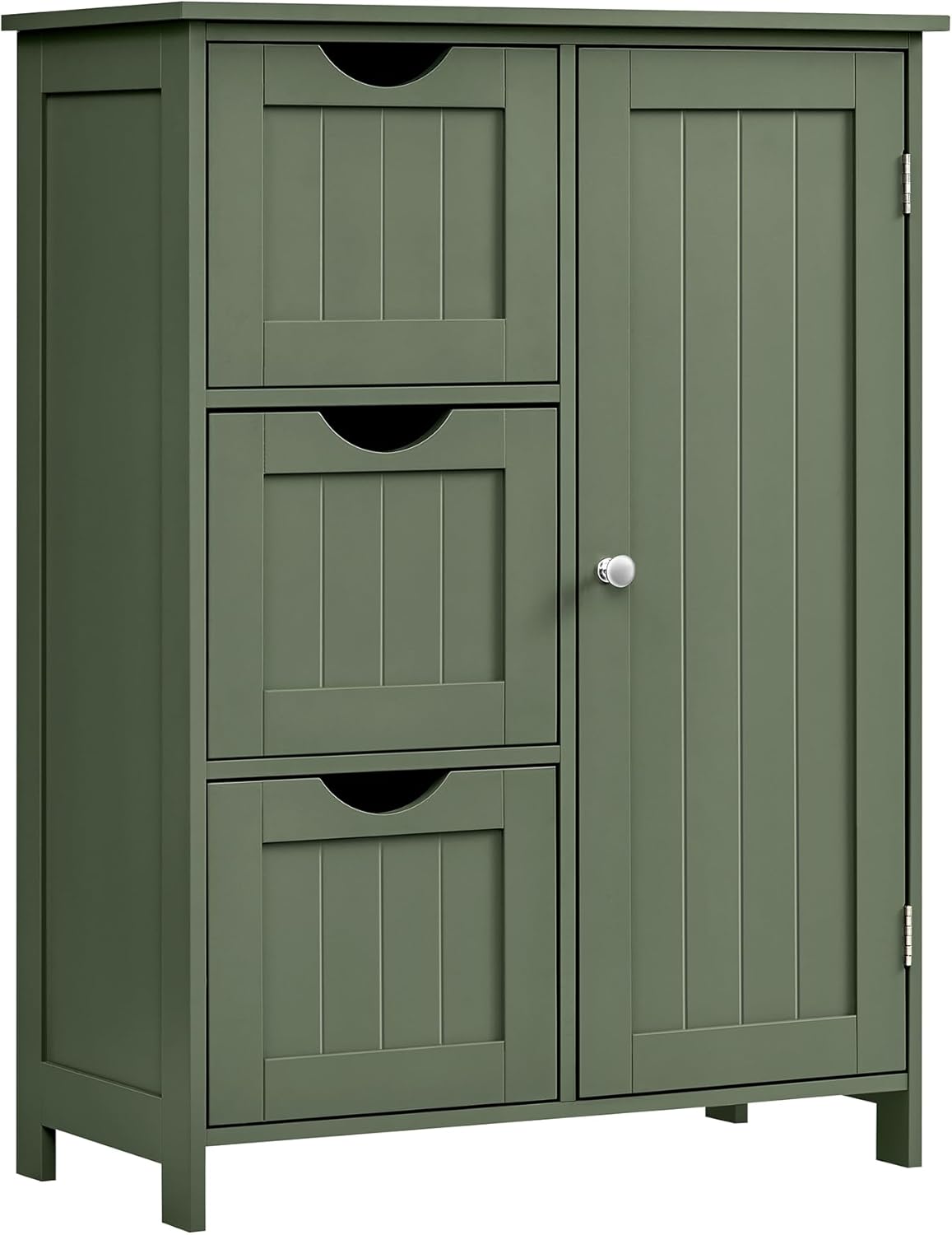 VASAGLE Floor Storage Cabinet, Freestanding Storage Unit with 3 Drawers, 1 Adjustable Shelf, for Bathroom Living Room Dining Kitchen, 11.8 x 23.6 x 31.5 Inches, Forest Green UBBC049C01