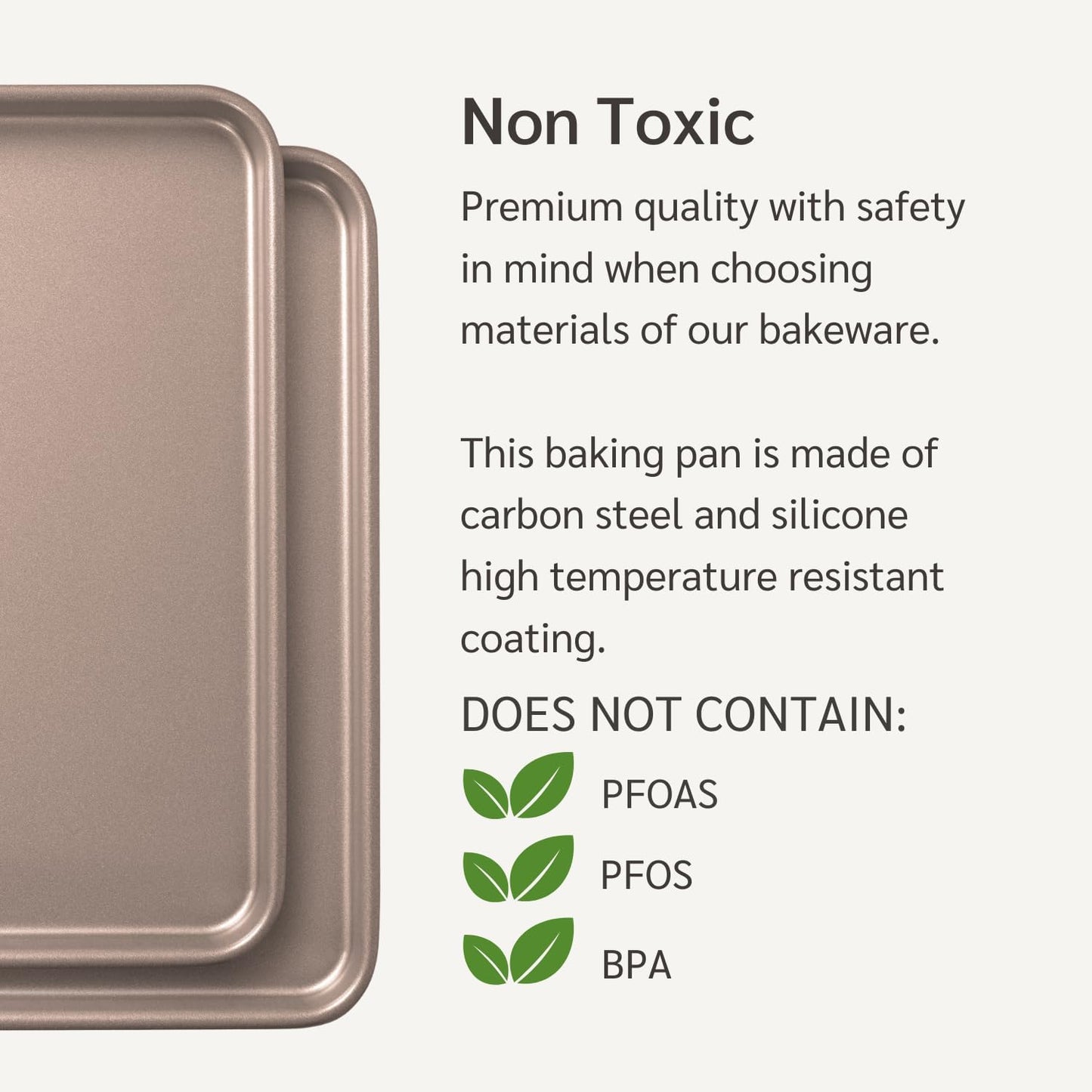 HAPPIELS Nonstick 15x10 inch Baking Sheet Set of 2 | PFOA & BPA Free Non Toxic Carbon Steel 10x15 inches Cookie Sheets | Best Non stick Oven Cooking Pans & Jelly Roll Pan | Best Nontoxic Baking Trays