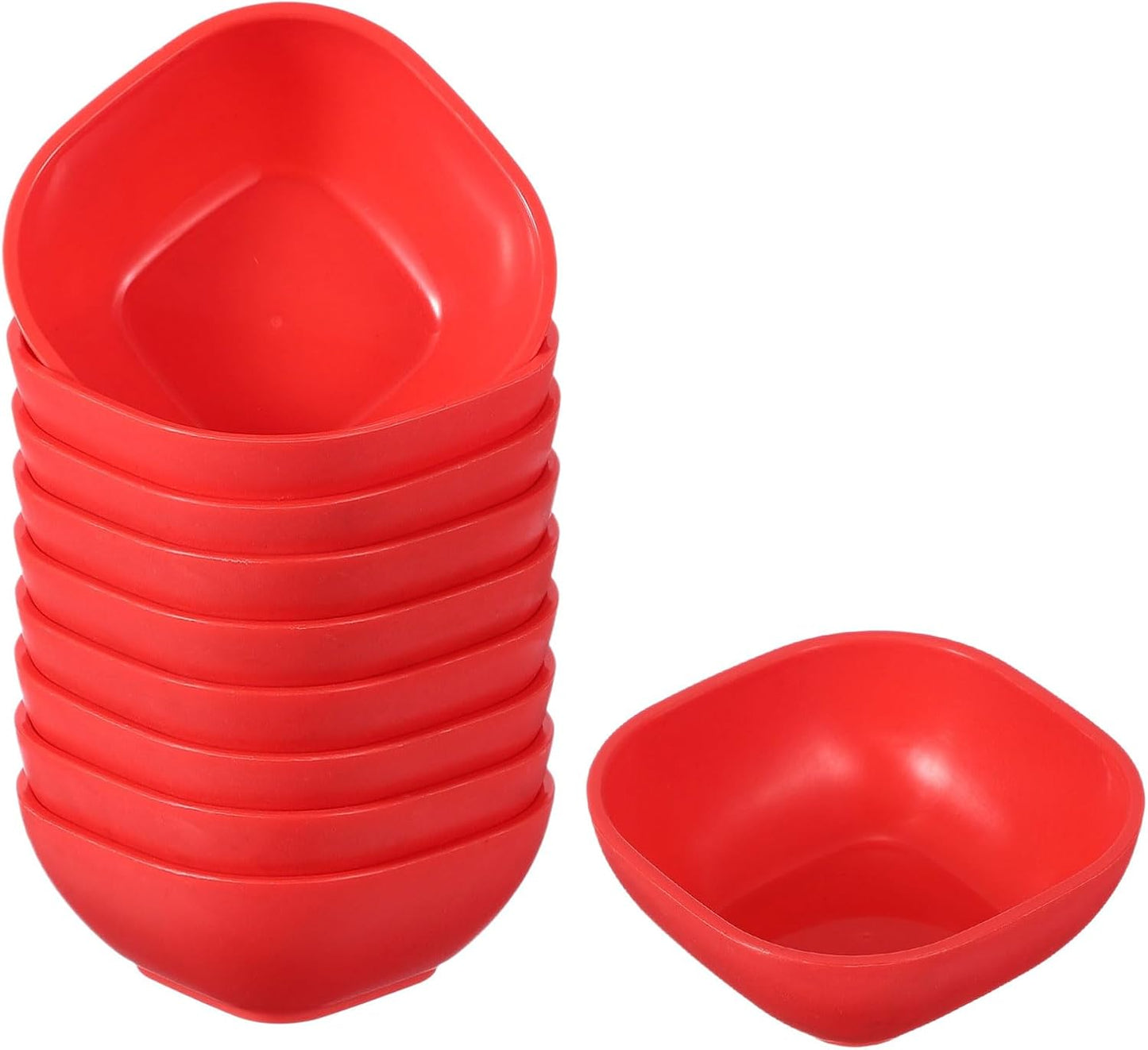 uxcell 10pcs Straw Dipping Bowls, Unbreakable Prep Bowls, Small Dessert Bowls for Side Dishes Snacks Fruits Appetizers, Red