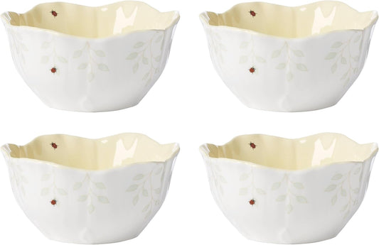 Lenox 897771 Butterfly Meadow Floral Dessert Bowls, Yellow, Set of 4