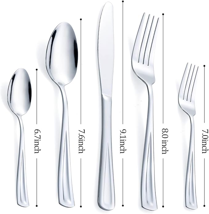 30-Piece Silverware Set for 6, GoGeiLi Stainless Steel Flatware Cutlery Set for 6, include Fork, Knife and Spoon Set, Mirror Finished